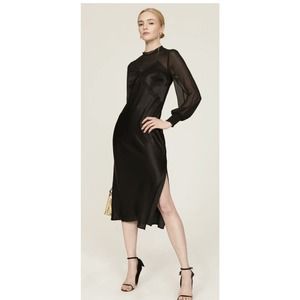 AllSaints Bailey Black Sheer Sleeves Dress US Size 8